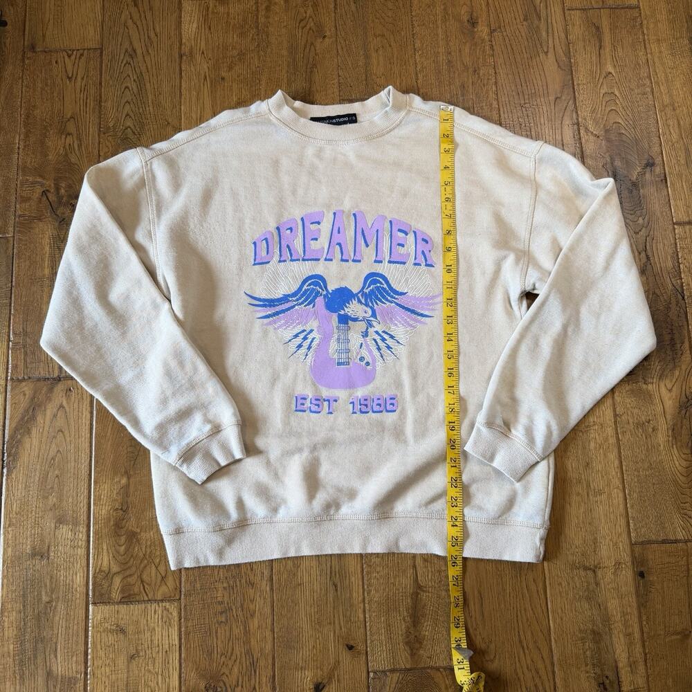 VICI LULUSIMONSTUDIO Dreamer Sweatshirt Womens Sz S Oversized Distressed - Picture 3 of 6